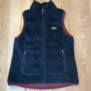 L.L. Bean Women's Med Reg Mountain Pile Fleece Vest Full Zip Blue Outdoor